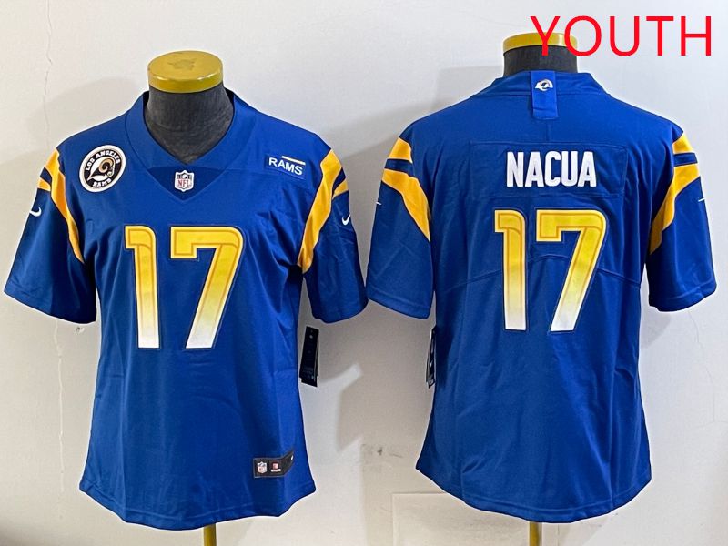 Youth Los Angeles Rams #17 Adams Blue Second generation 2025 Nike Limited NFL Jersey style 4